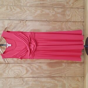 Sundance Coral Pink Sleeveless Ruched Jersey Knit Dress Size 6